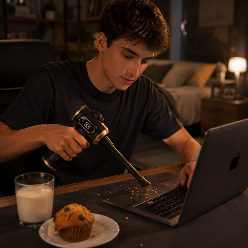 AIRUM PRO limpiando el teclado del portátil