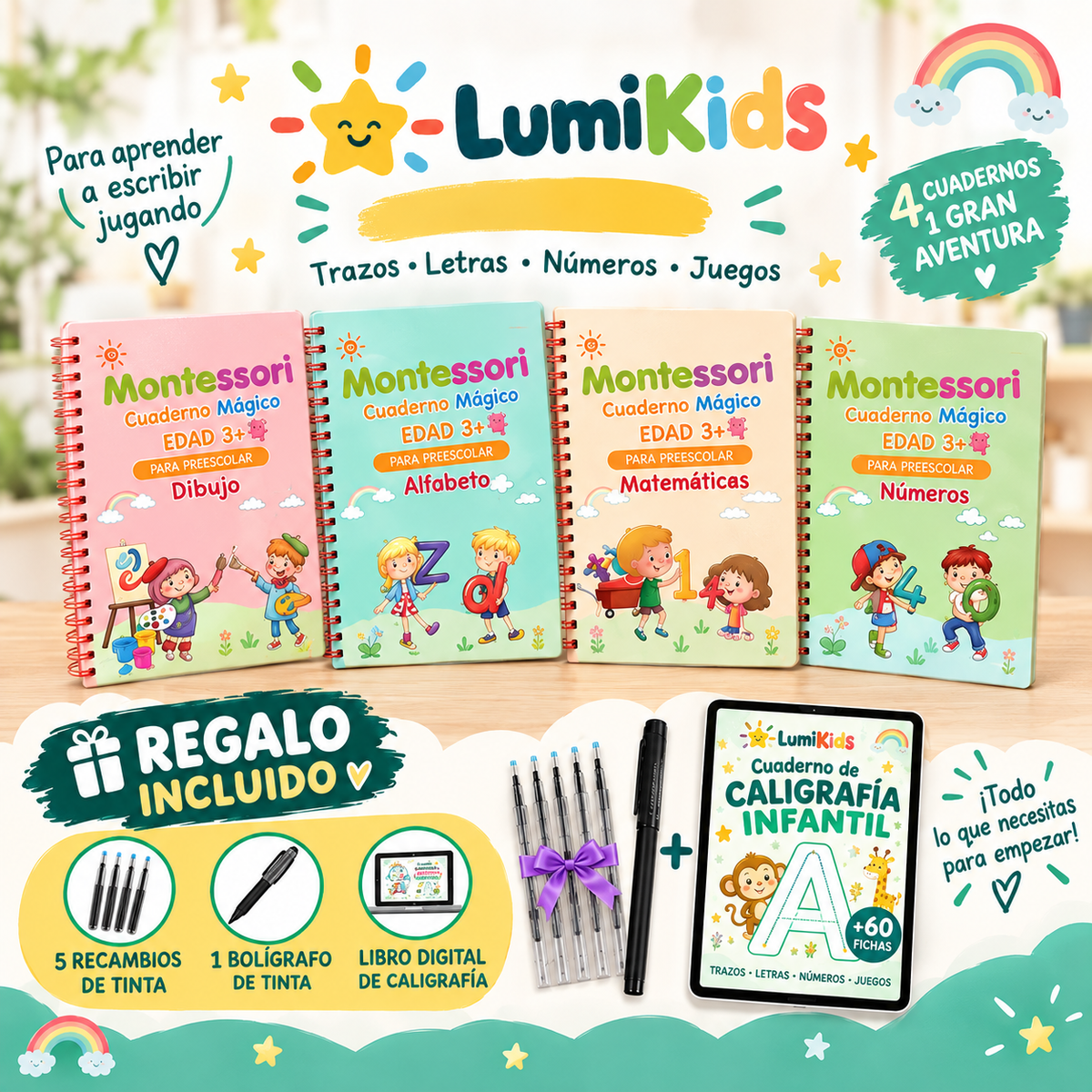 LumiKids™ Kit de Caligrafía con Tinta Mágica Reutilizable